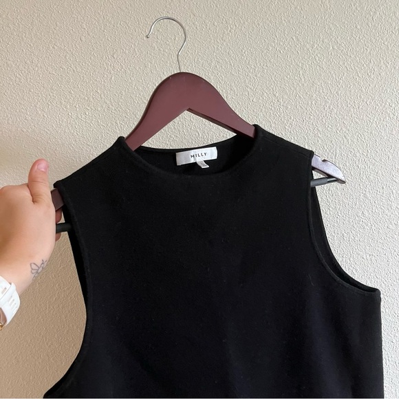 NWOT Milly of New York Black High Neck Sweater Vest Size Large - Picture 3 of 5